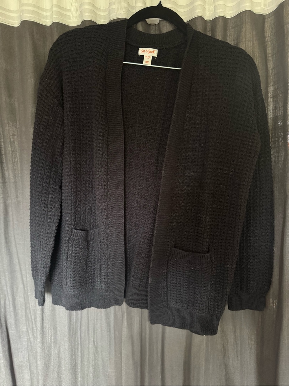 Cat & Jack Black Open-Front Knit Cardigan